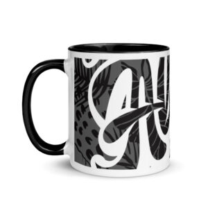Keoni Serving Aloha Palms Mug with Black Inside